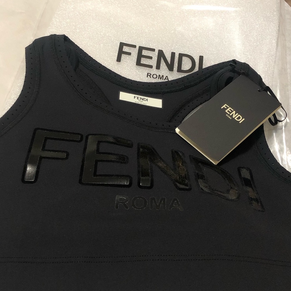 black fendi neoprene logo sports bra